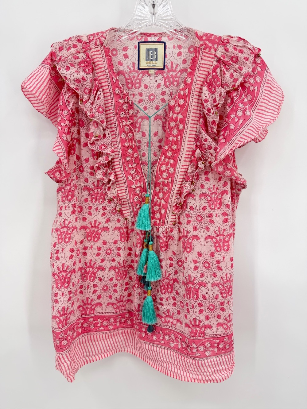 Bell by Alicia Bell Flutter Sleeve Silk Blend Top Pink Size XL